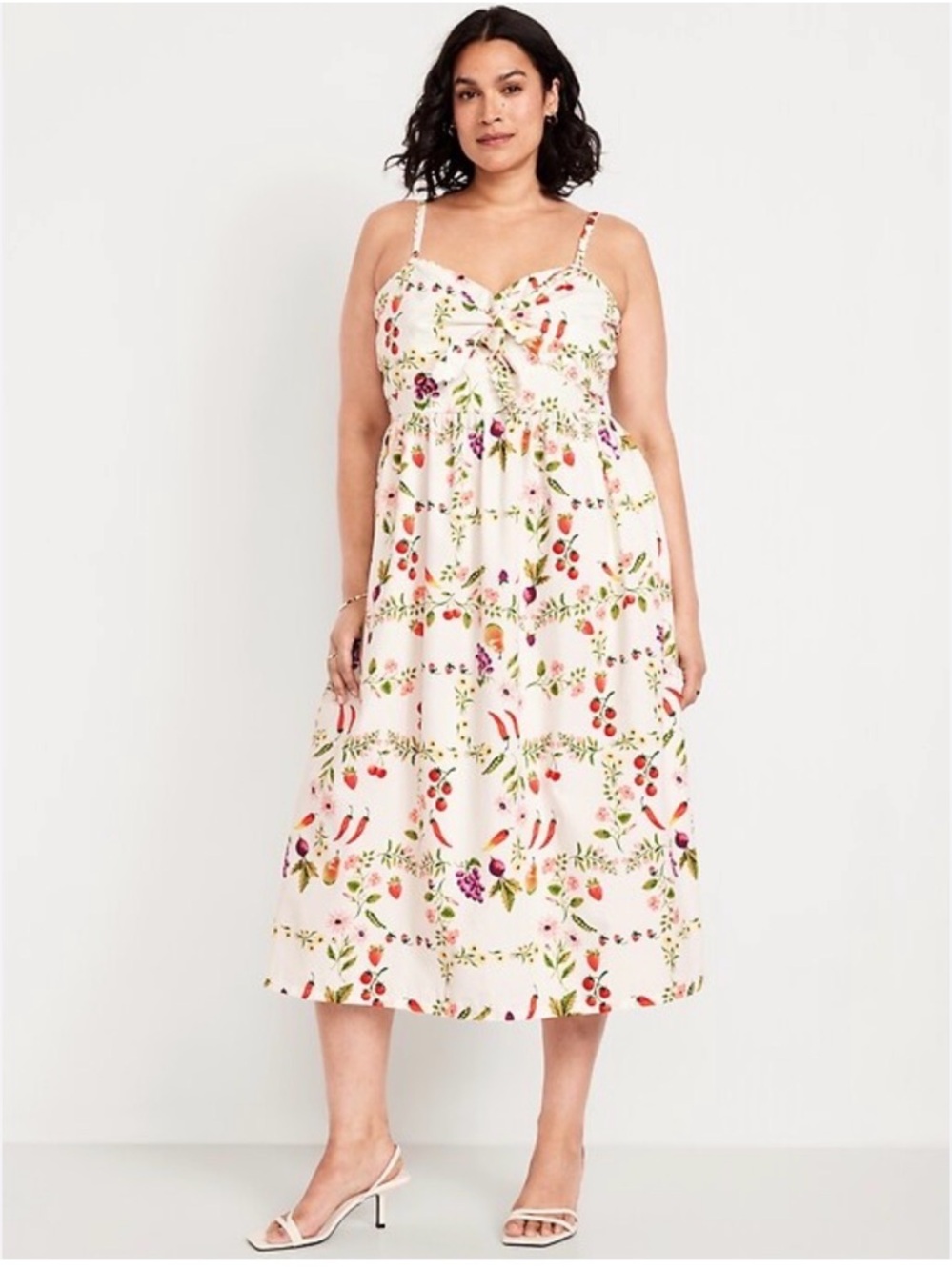 Old Navy Fit and Flare Midi Dress w Bow - Vegetables and Fruit Size XL Summer